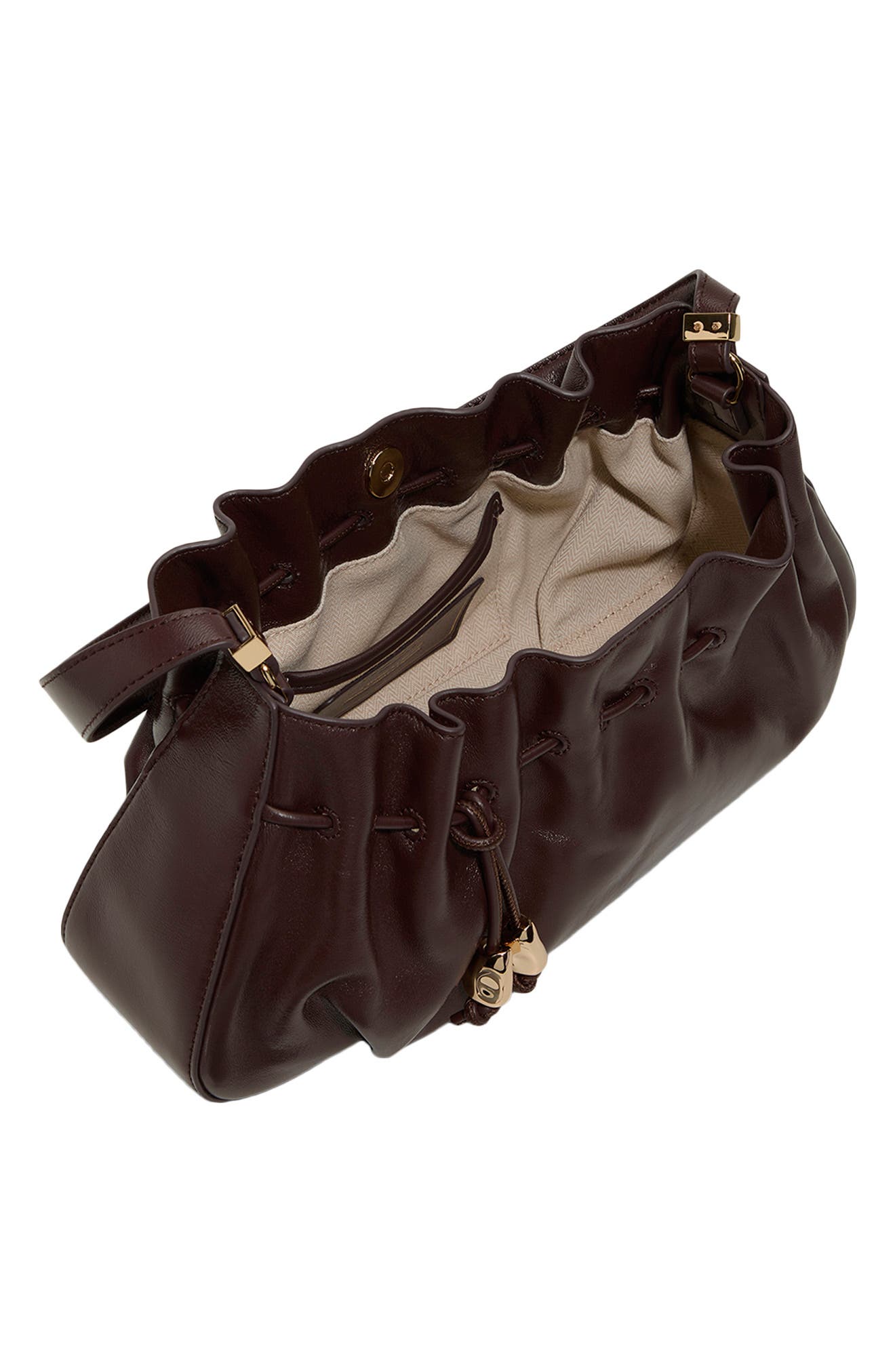 Ivy Leather Shoulder Bag, Alternate, color, DARK BROWN