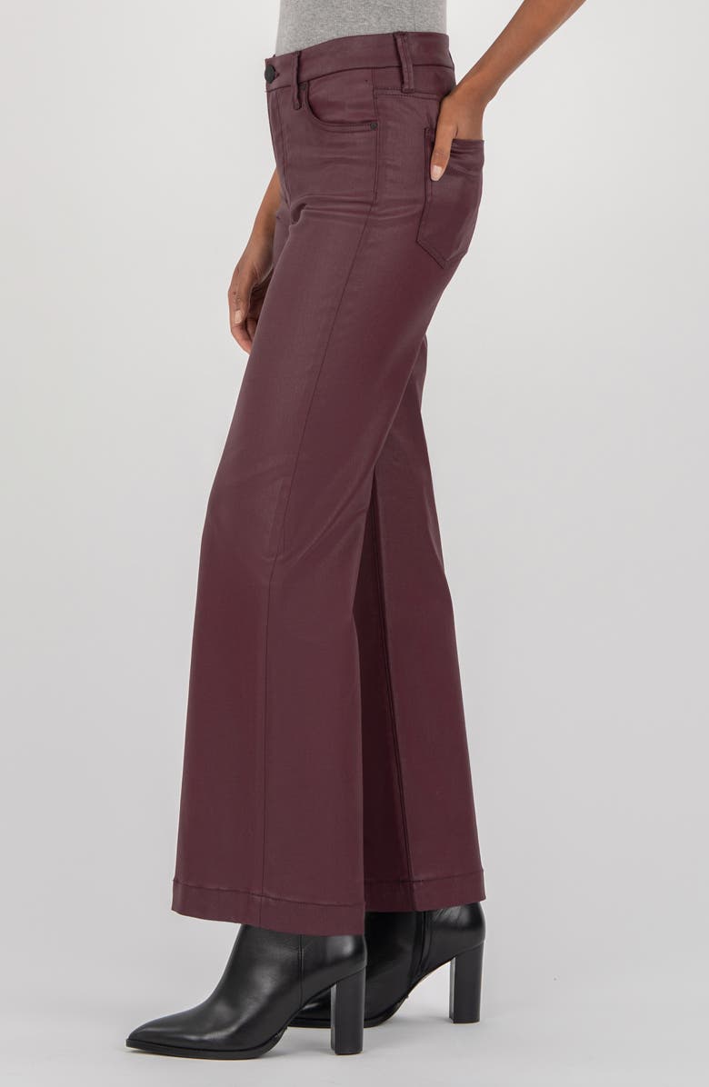 KUT from the Kloth Meg Coated High Waist Wide Leg Ankle Jeans, Alternate, color, Blackberry