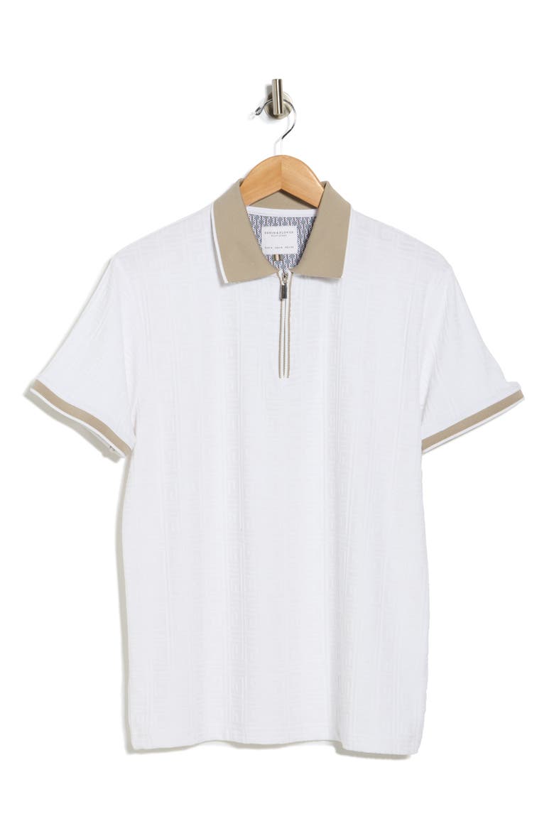 Textured Zip Polo, Alternate, color, OFF WHITE