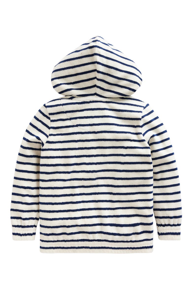 Kids' Stripe Appliqué Shark Terry Cloth Zip-Up Hoodie, Alternate, color, IVORY/ GREEK BLUE STRIPE SHARK