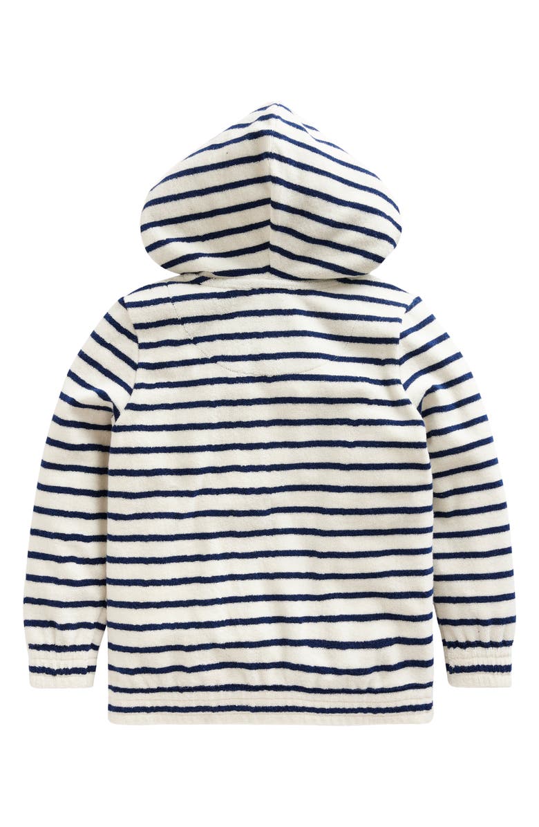Mini Boden Kids' Stripe Appliqué Shark Terry Cloth Zip-Up Hoodie, Alternate, color,