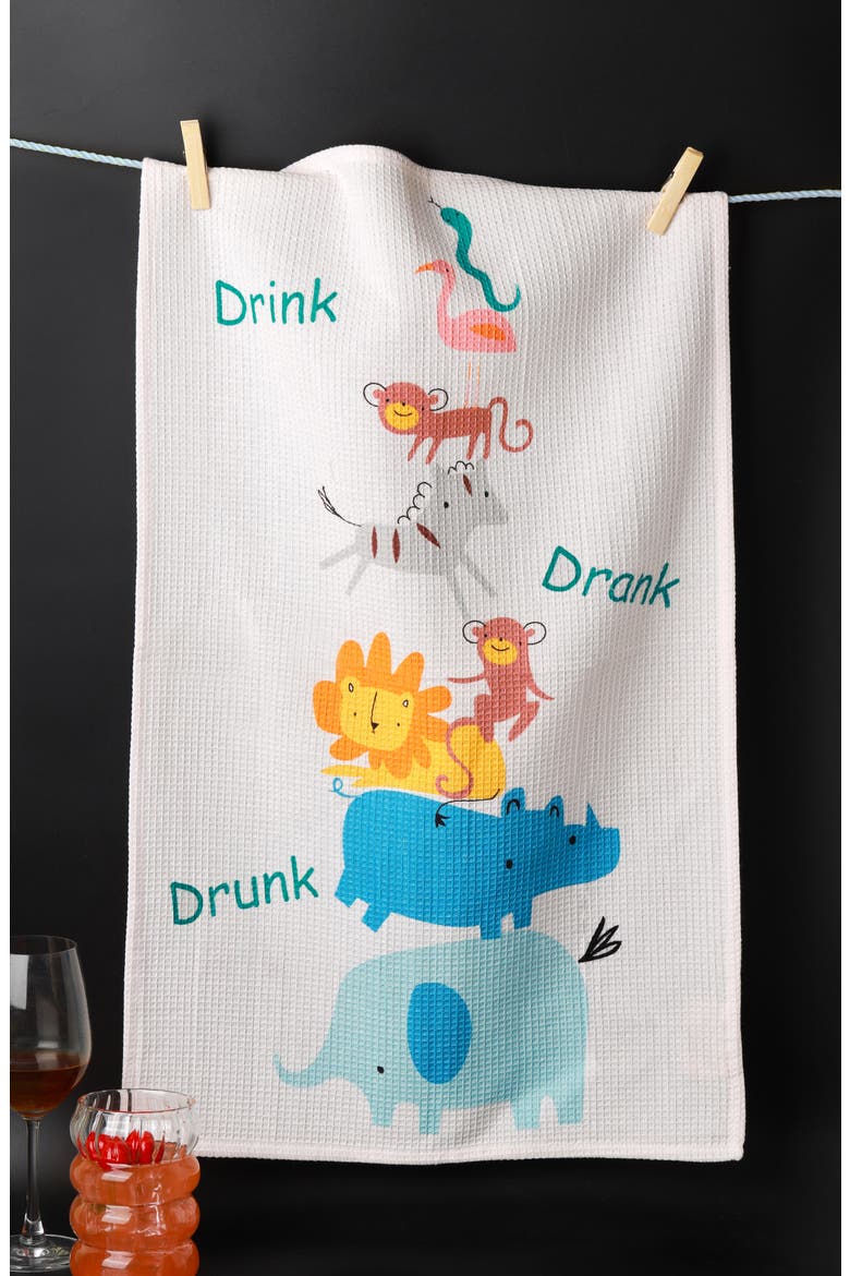 Party Animals Set of 3 Kitchen Towels, Alternate, color, LIGHT BLUE/ MULTI-COLOR