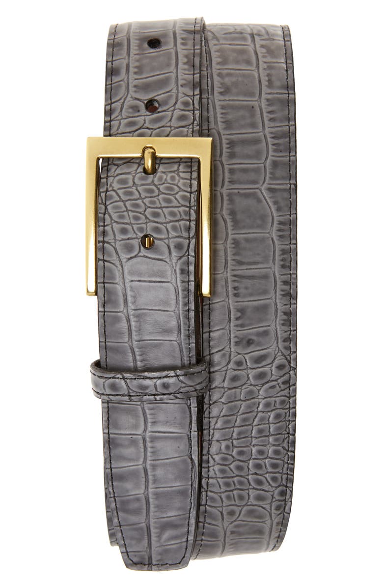 Torino Gator Print Leather Belt, Alternate, color, 