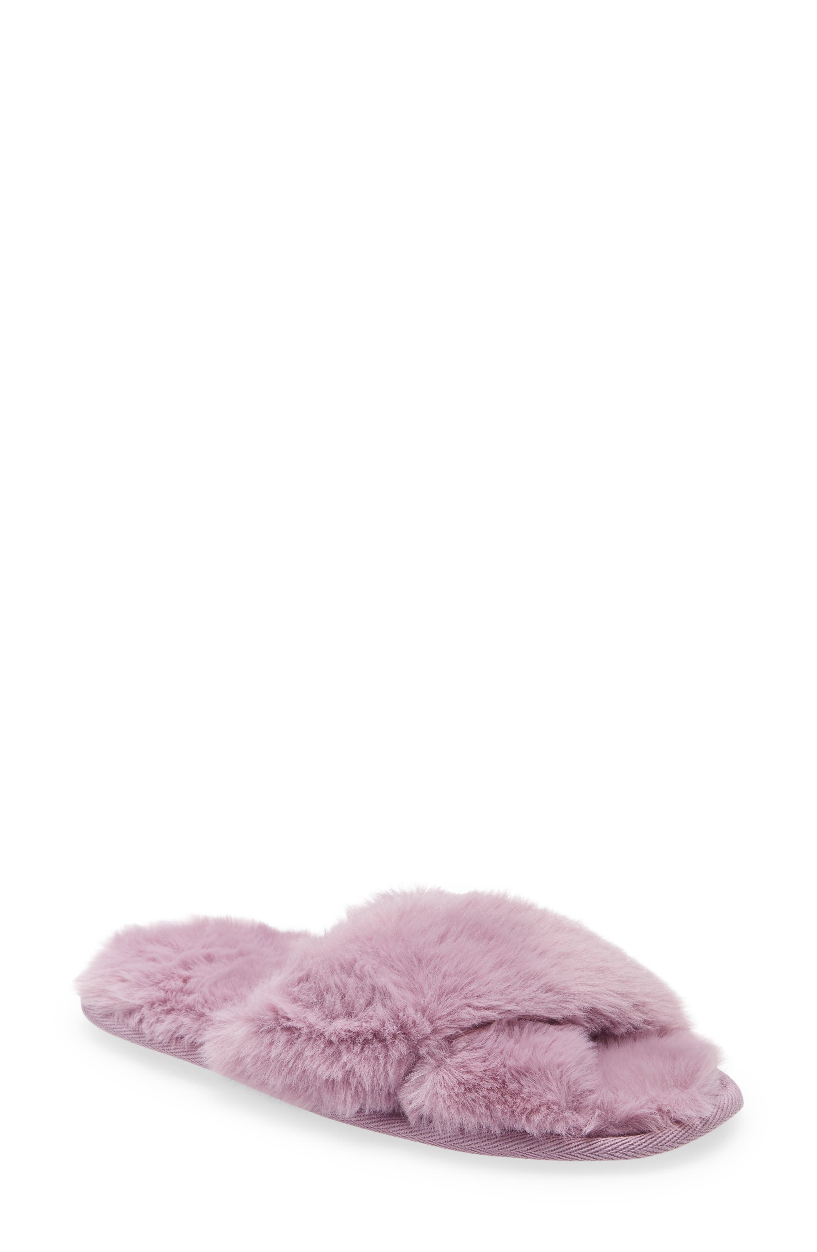 Snuggle Plush Faux Fur Slipper, Main, color, PURPLE MIST