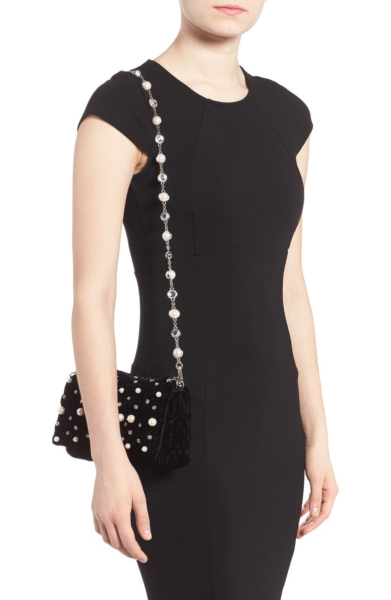 Miu Miu Velluto Crystal Embellished Crossbody Clutch, Alternate, color,
