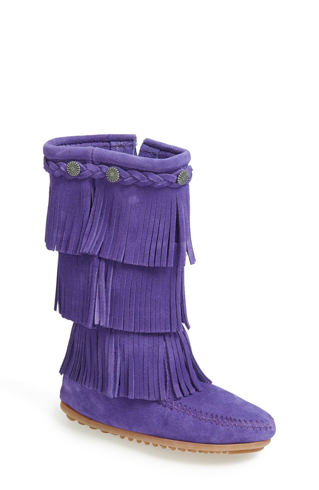 Three-Layer Fringe Boot, Main, color, PURPLE