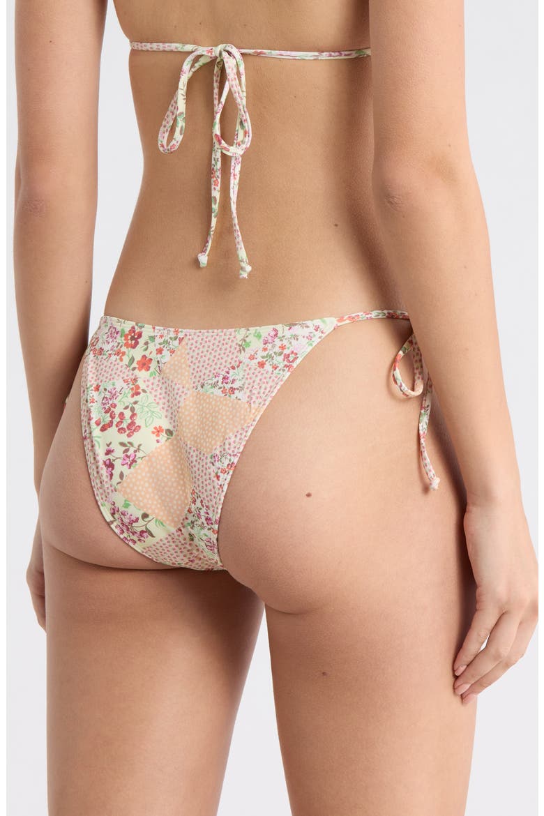 High Cut Side Tie Bikini Bottoms, Alternate, color, PINK FLORAL