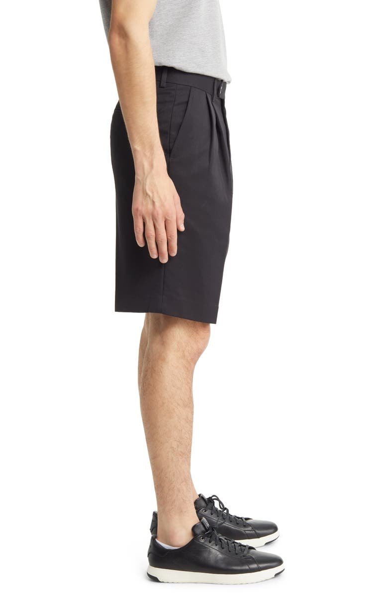 Berle Microfiber Pleated Shorts, Alternate, color, Black
