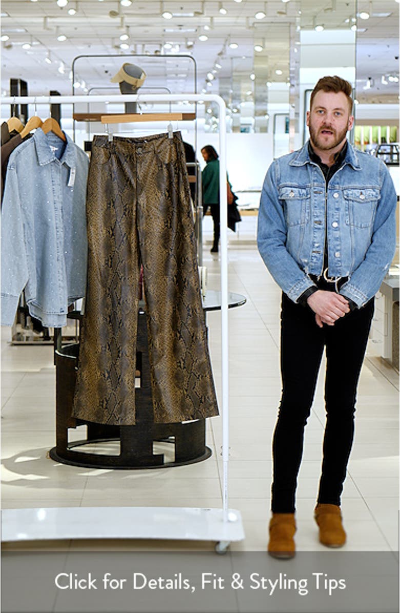 Snakeskin Effect Faux Leather Straight Pants, sales video thumbnail