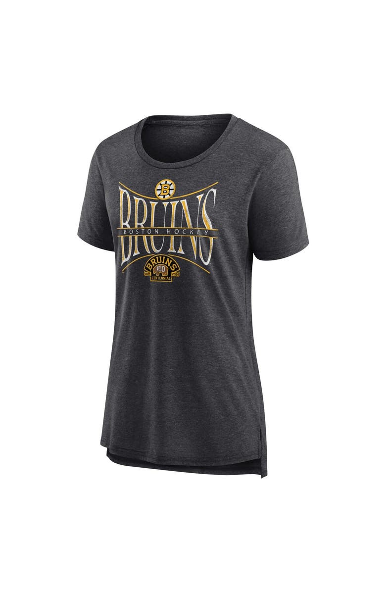 FANATICS Women's Fanatics Branded  Heather Charcoal Boston Bruins Centennial Hockey Tri-Blend T-Shirt, Alternate, color, Heather Charcoal
