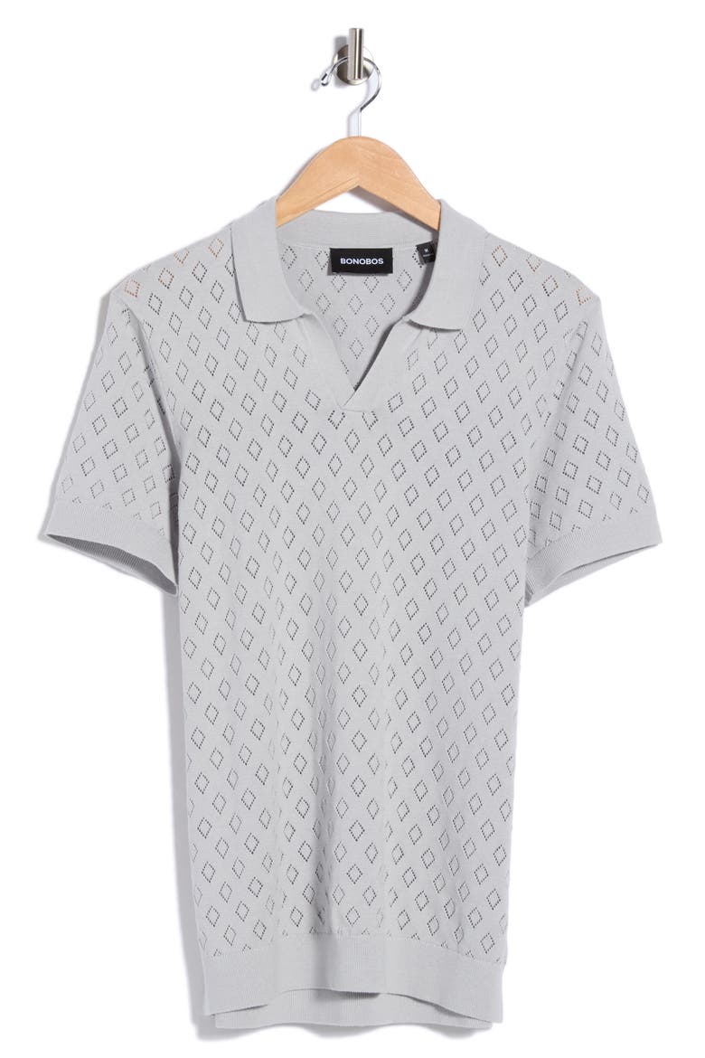 Pointelle Knit Johnny Collar Polo, Alternate, color, HIGH RISE