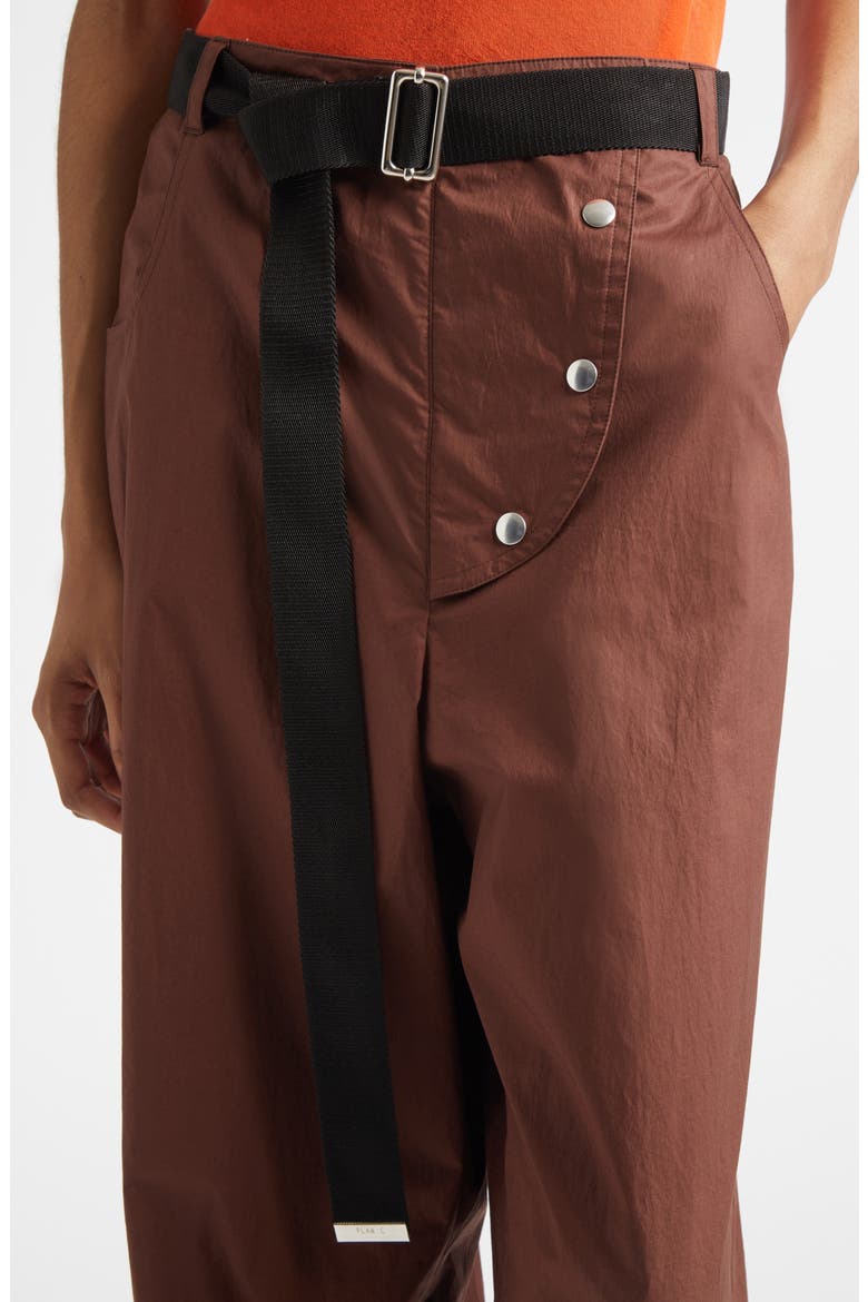 Belted Cotton Wide Leg Trousers, Alternate, color, COFFEE
