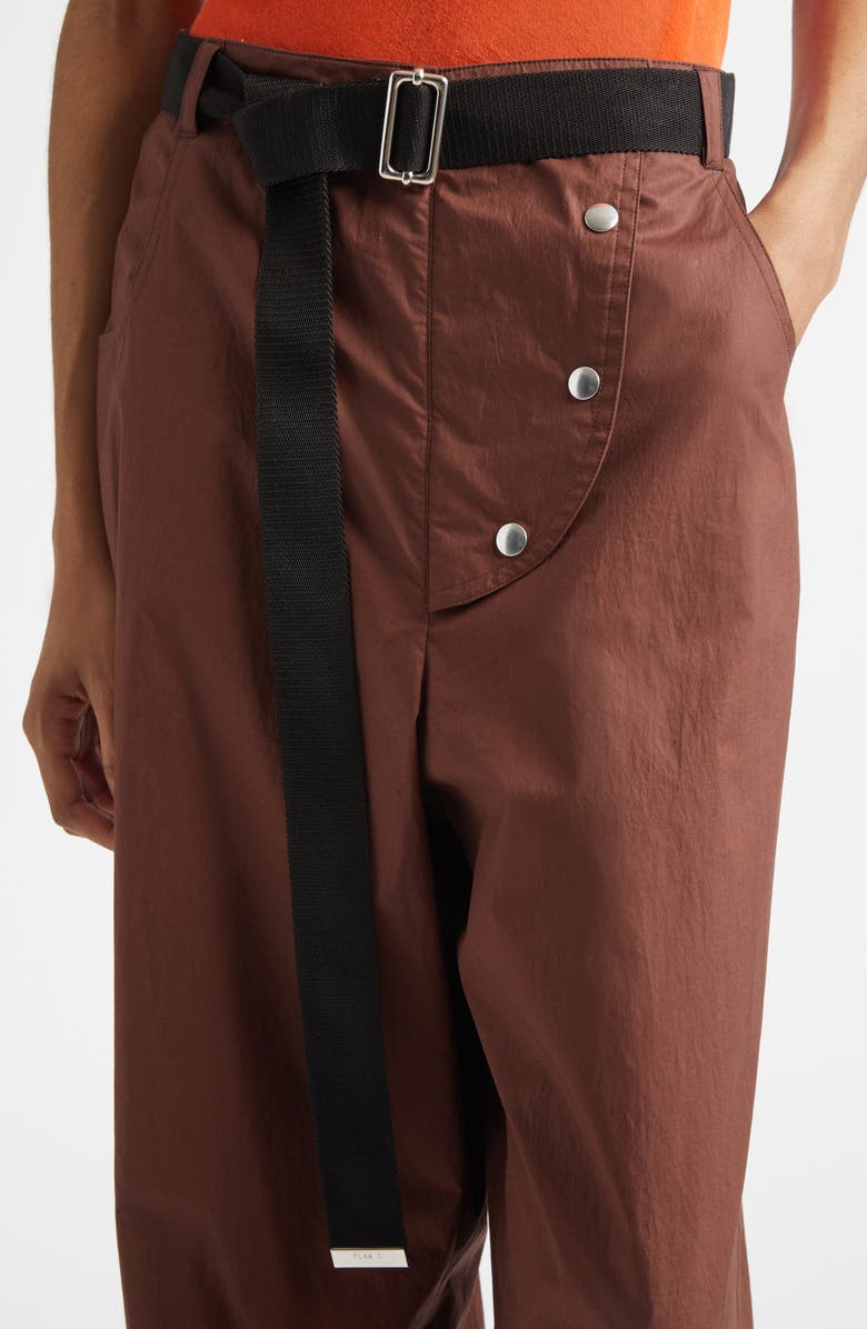 PLAN C Belted Cotton Wide Leg Trousers, Alternate, color, Coffee
