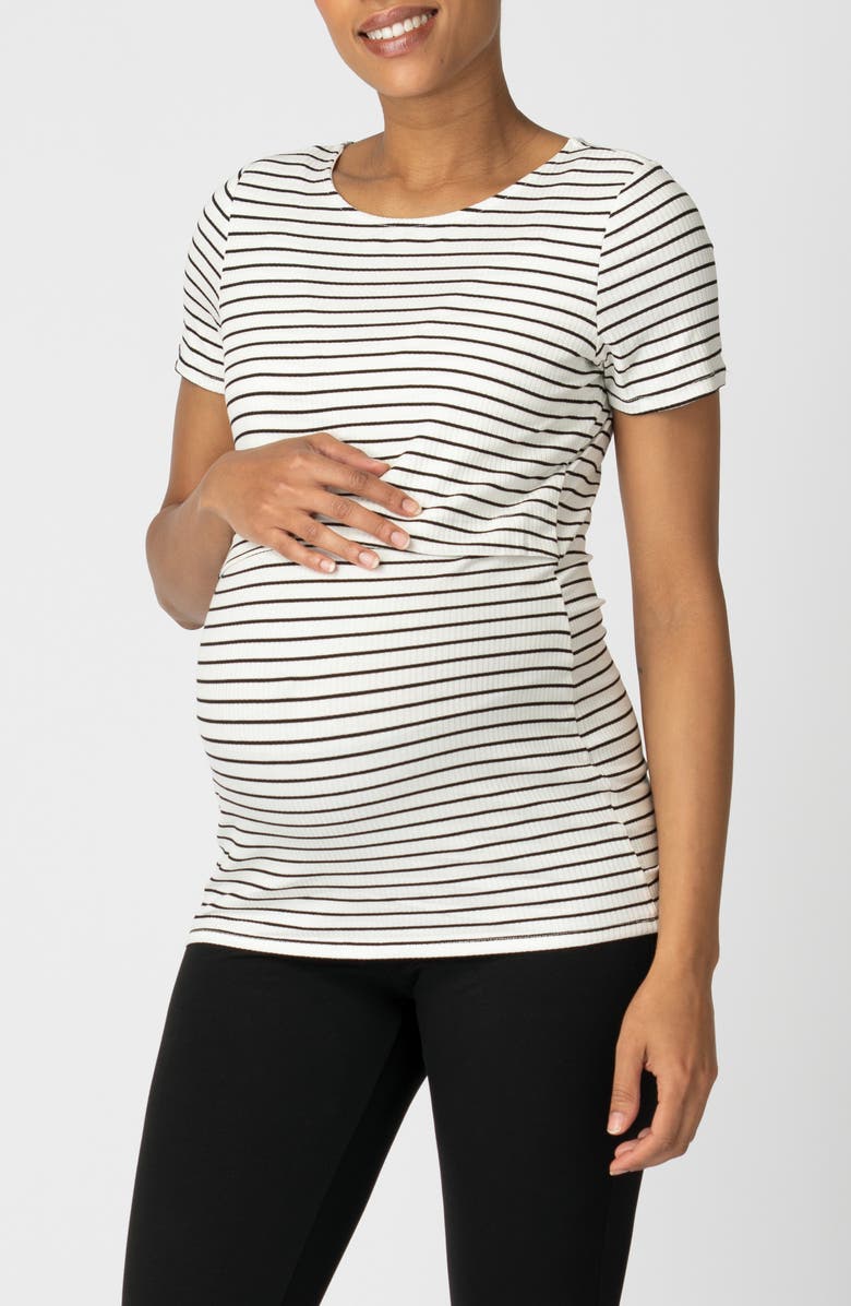 Seraphine Assorted 2-Pack Stripe Rib Maternity/Nursing T-Shirt, Main, color, 