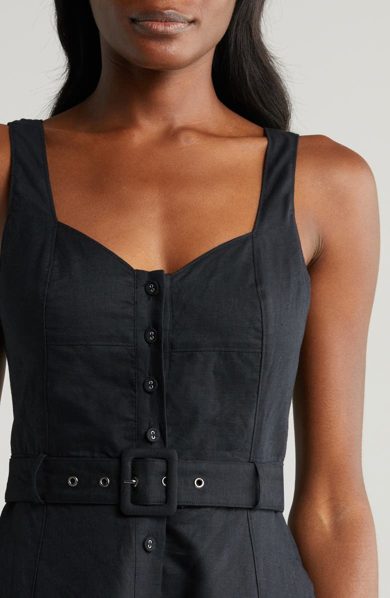 Arienne Belted Sleeveless Linen Blend Midi Dress