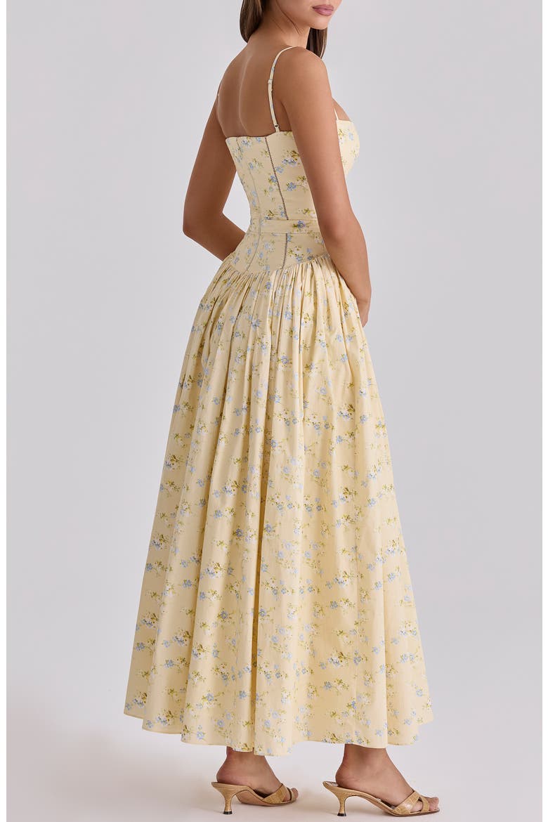 Ysabella Floral Stretch Cotton Maxi Sundress, Alternate, color, LEMON FLORAL
