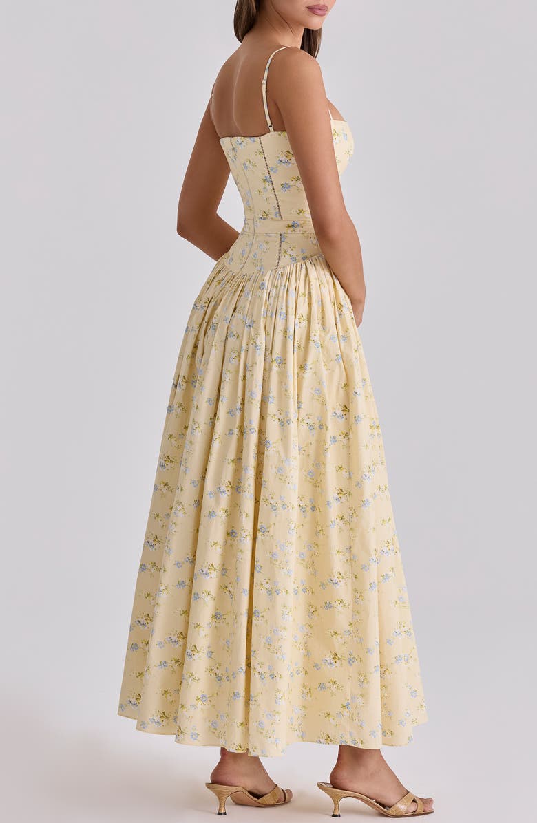 HOUSE OF CB Ysabella Floral Stretch Cotton Maxi Sundress, Alternate, color, Lemon Floral