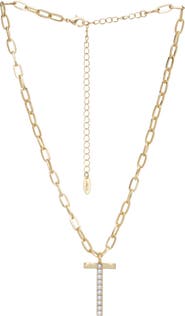 Ettika Imitation Pearl Initial Pendant Necklace
