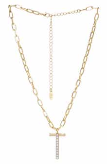Imitation Pearl Initial Pendant Necklace