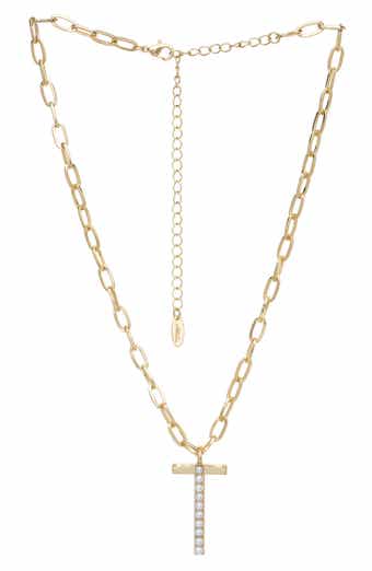 Imitation Pearl Initial Pendant Necklace