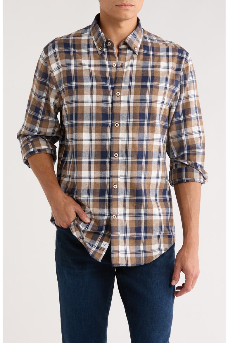 Jenning Plaid Twill Button-Down Shirt, Main, color, MOCHA