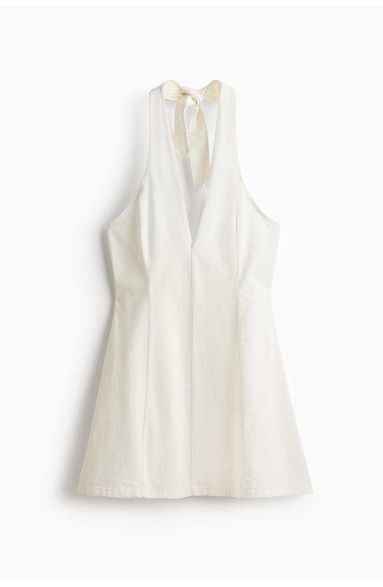 H&M Denim Halterneck Dress, Main, color, White