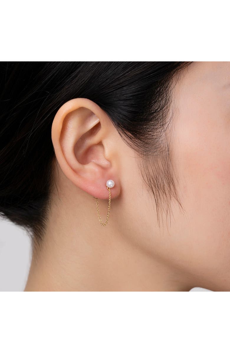 RON HAMI Pearl Chain Front/Back Earrings, Alternate, color, 14K Yellow Gold