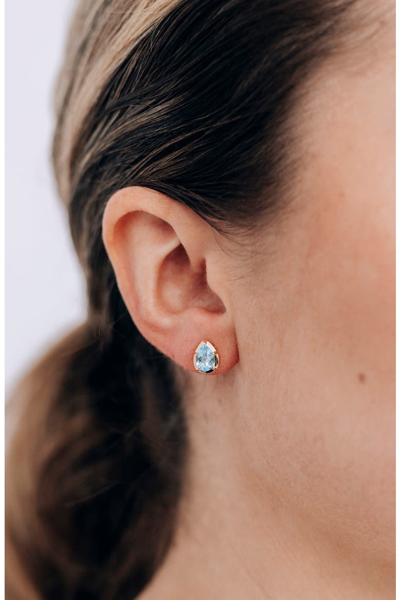 Mélia Pear Stud Earrings, Alternate, color, BLUE