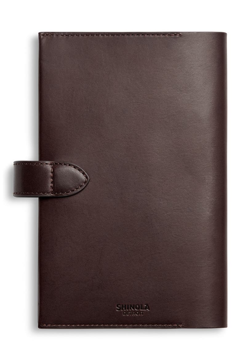Snap Vachetta Leather Journal Cover, Alternate, color, DARK BROWN