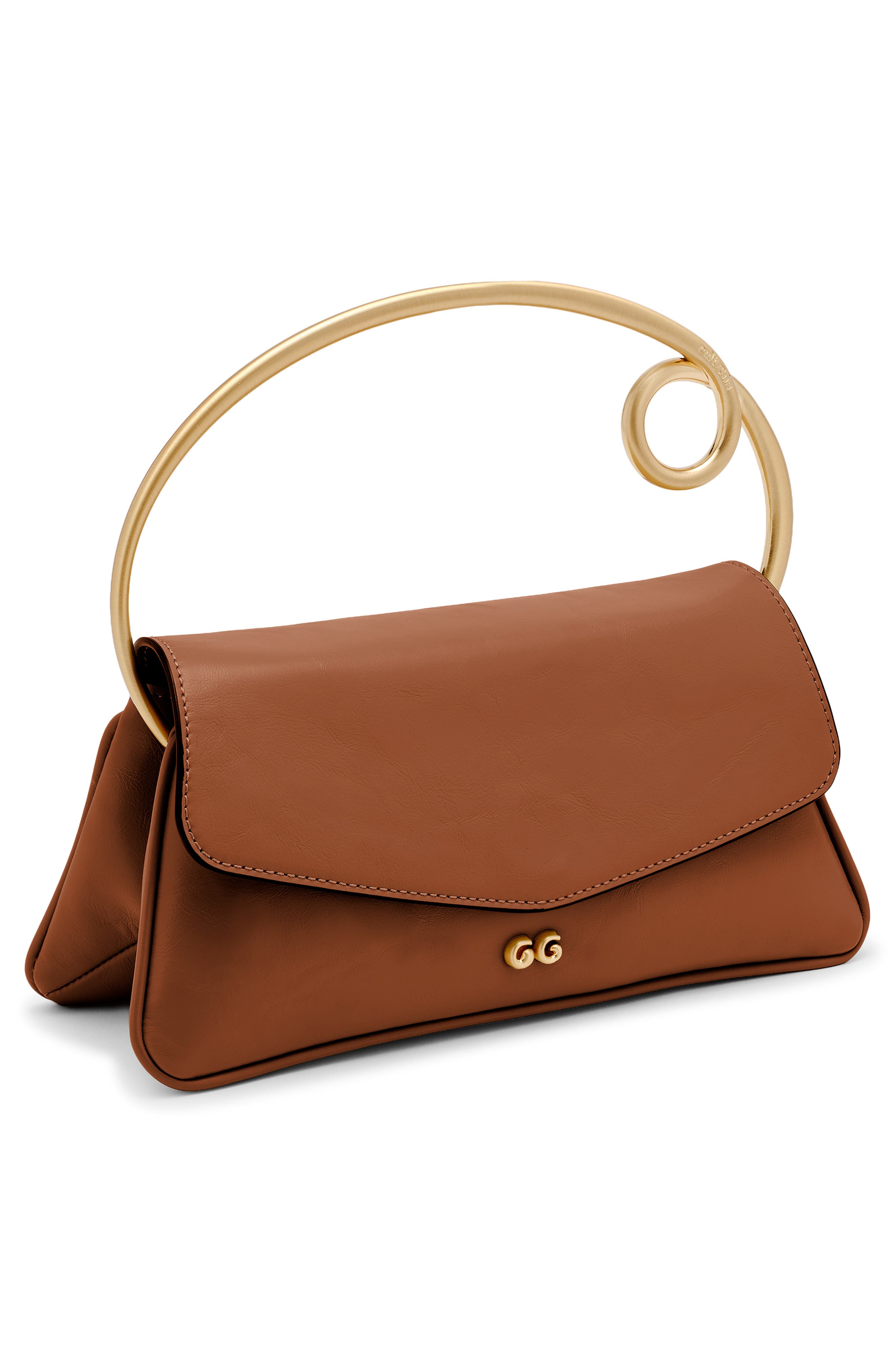 Cult Gaia Emily Leather Top Handle Bag, Alternate, color, Saddle