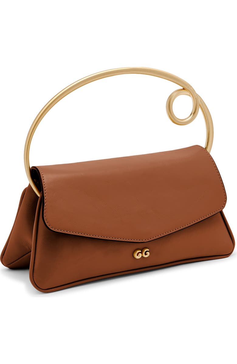 Cult Gaia Emily Leather Top Handle Bag, Alternate, color, Saddle