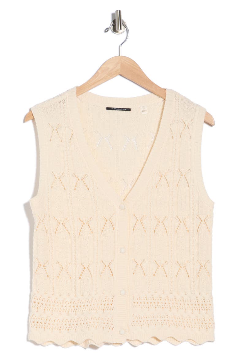 Crochet Sweater Vest, Alternate, color, CREAM