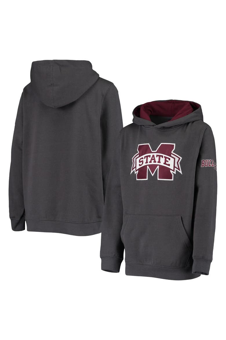 Youth Charcoal Mississippi State Bulldogs Big Logo Pullover Hoodie, Main, color, Charcoal