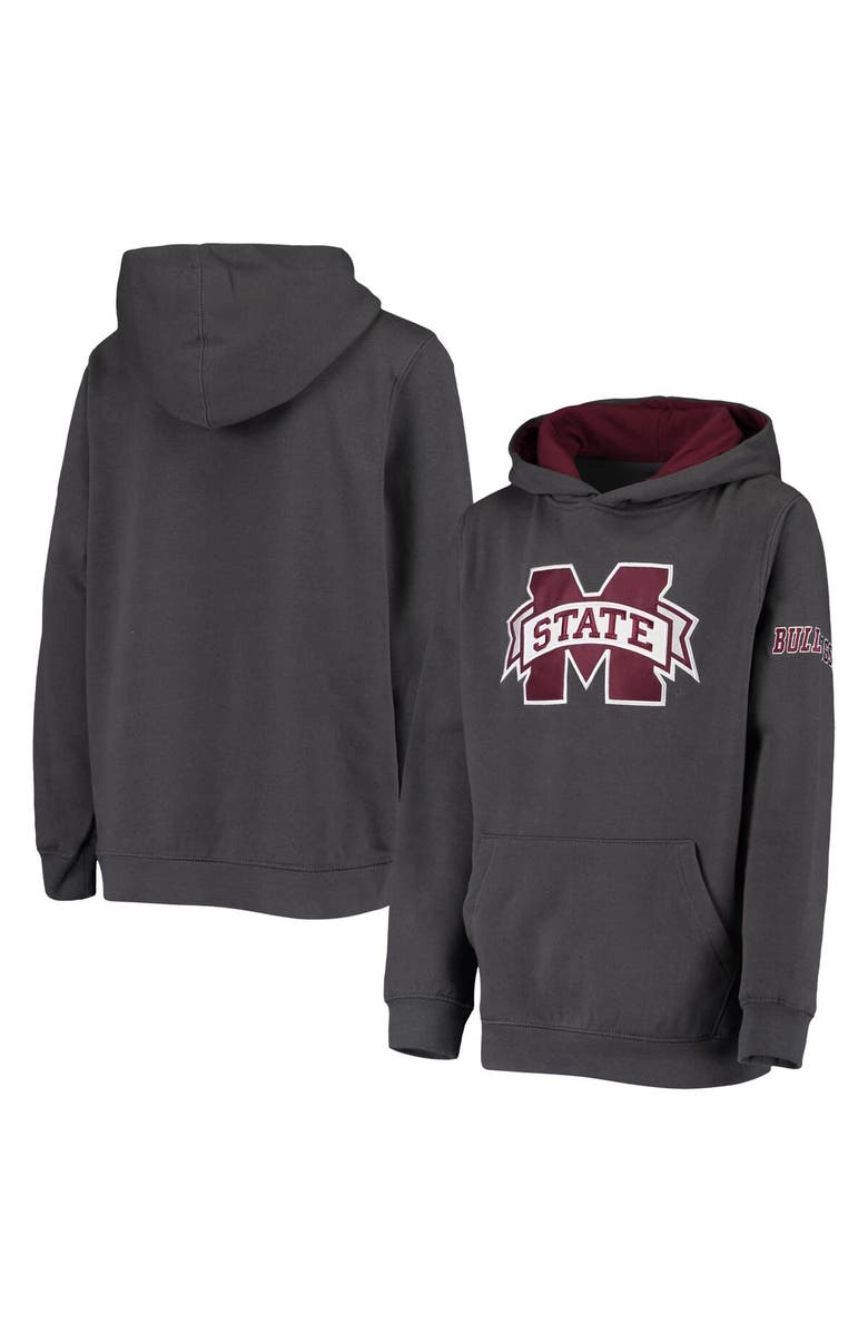 STADIUM ATHLETIC Youth Charcoal Mississippi State Bulldogs Big Logo Pullover Hoodie, Main, color, Charcoal