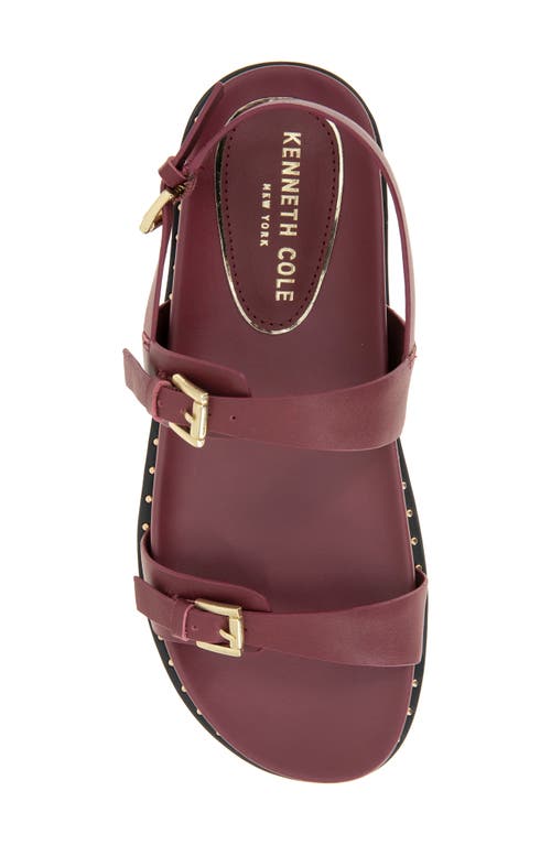 Kenneth Cole Drinity Flat Slingback Sandal In Dark Red Leather