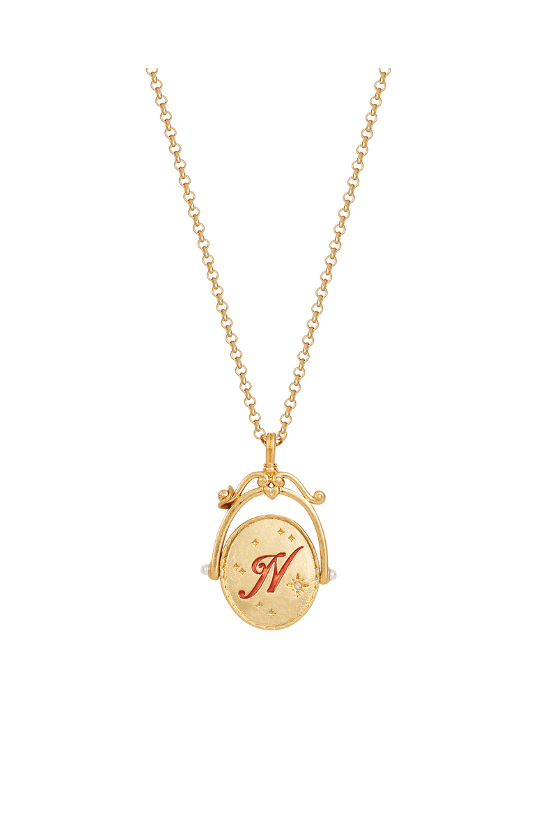 N Initial Nasturtium Gold Spinner Chain Necklace, Main, color, Gold