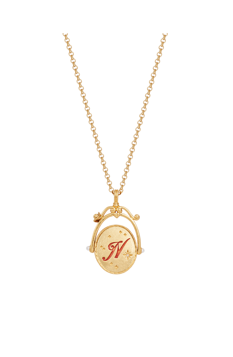 Fable England N Initial Nasturtium Gold Spinner Chain Necklace, Main, color, Gold