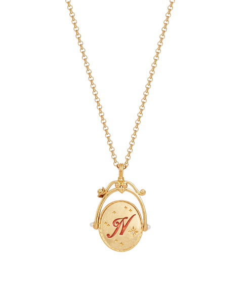 N Initial Nasturtium Gold Spinner Chain Necklace