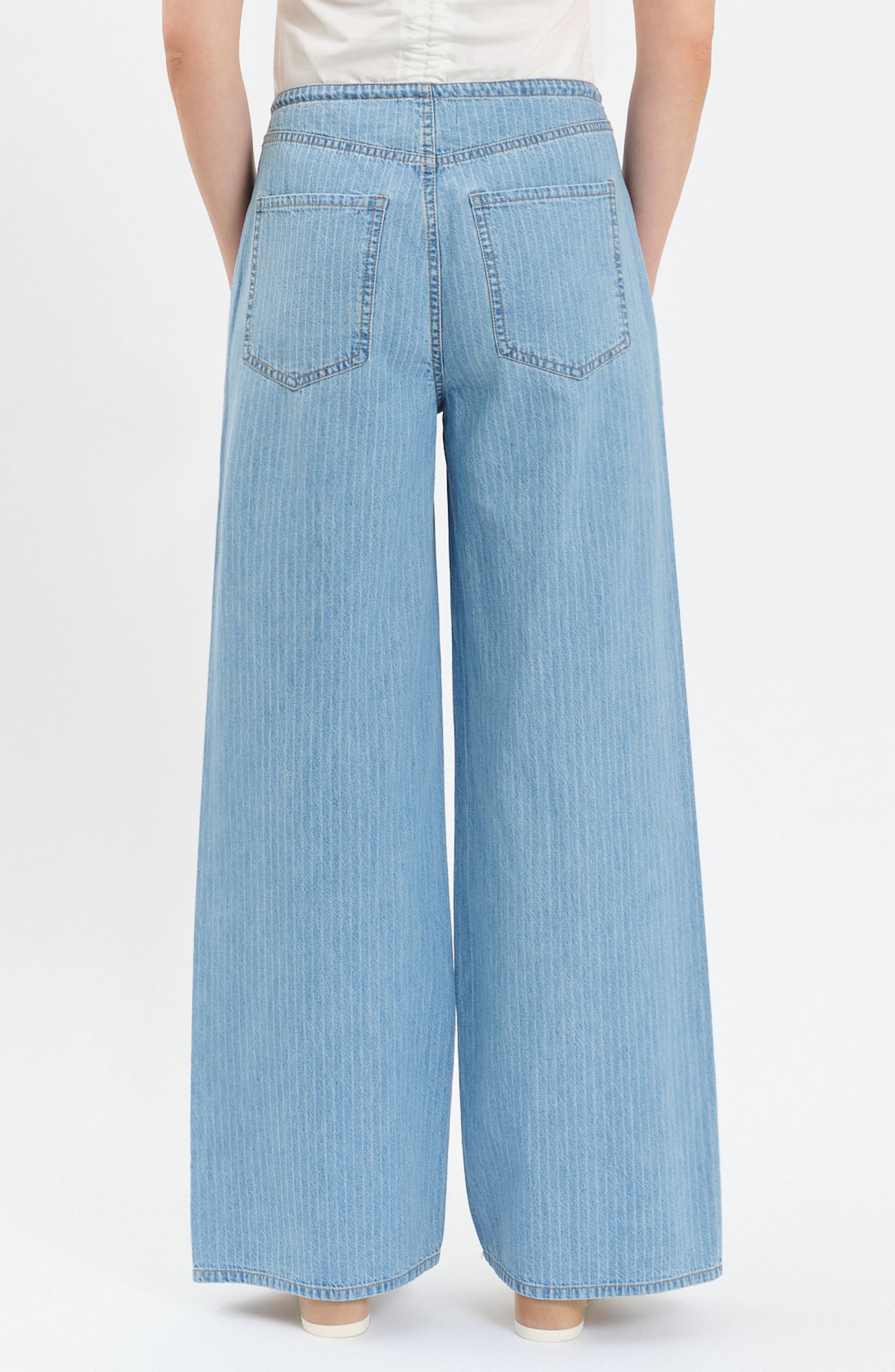 Madison Stripe Drawstring Wide Leg Jeans - image 2