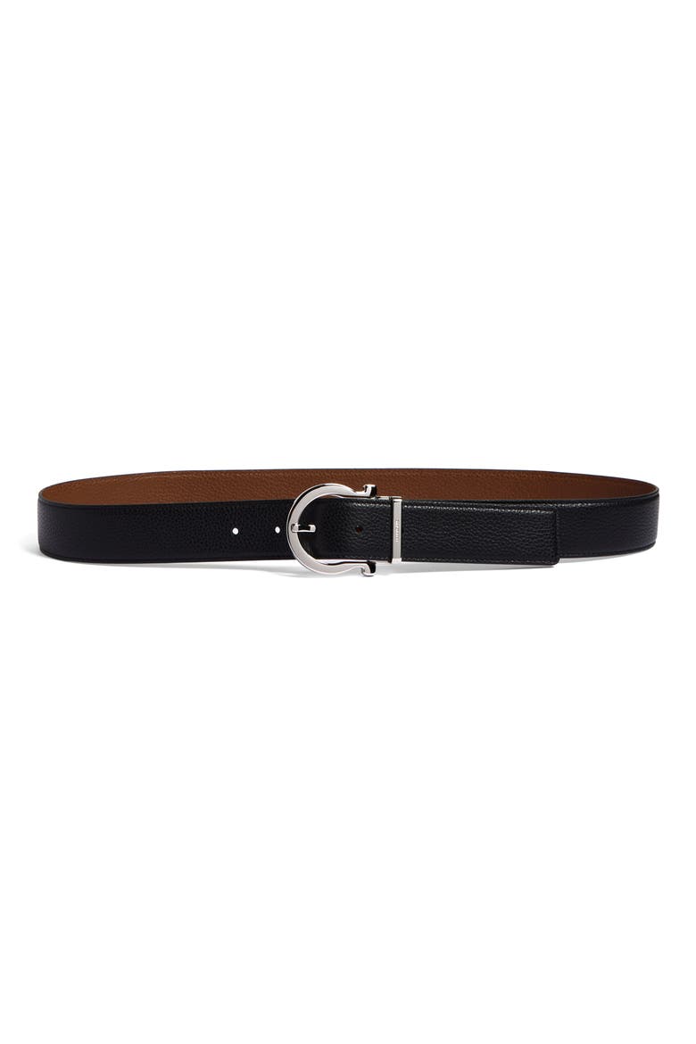 Donna Reversible Leather Belt, Main, color, NERO NEW COGNAC