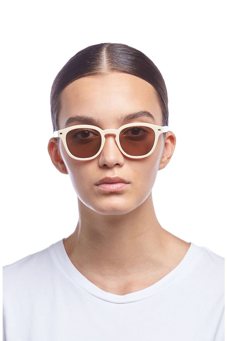 Conga 49mm Round Sunglasses, Alternate, color, IVORY/ MOCHA