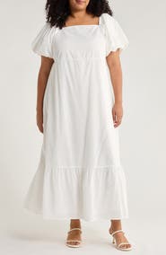 SUGARLIPS Xena Puff Sleeve Cotton Maxi Dress
