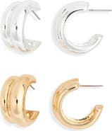 Leith 2-Pack Assorted Ridged Hoop Earrings