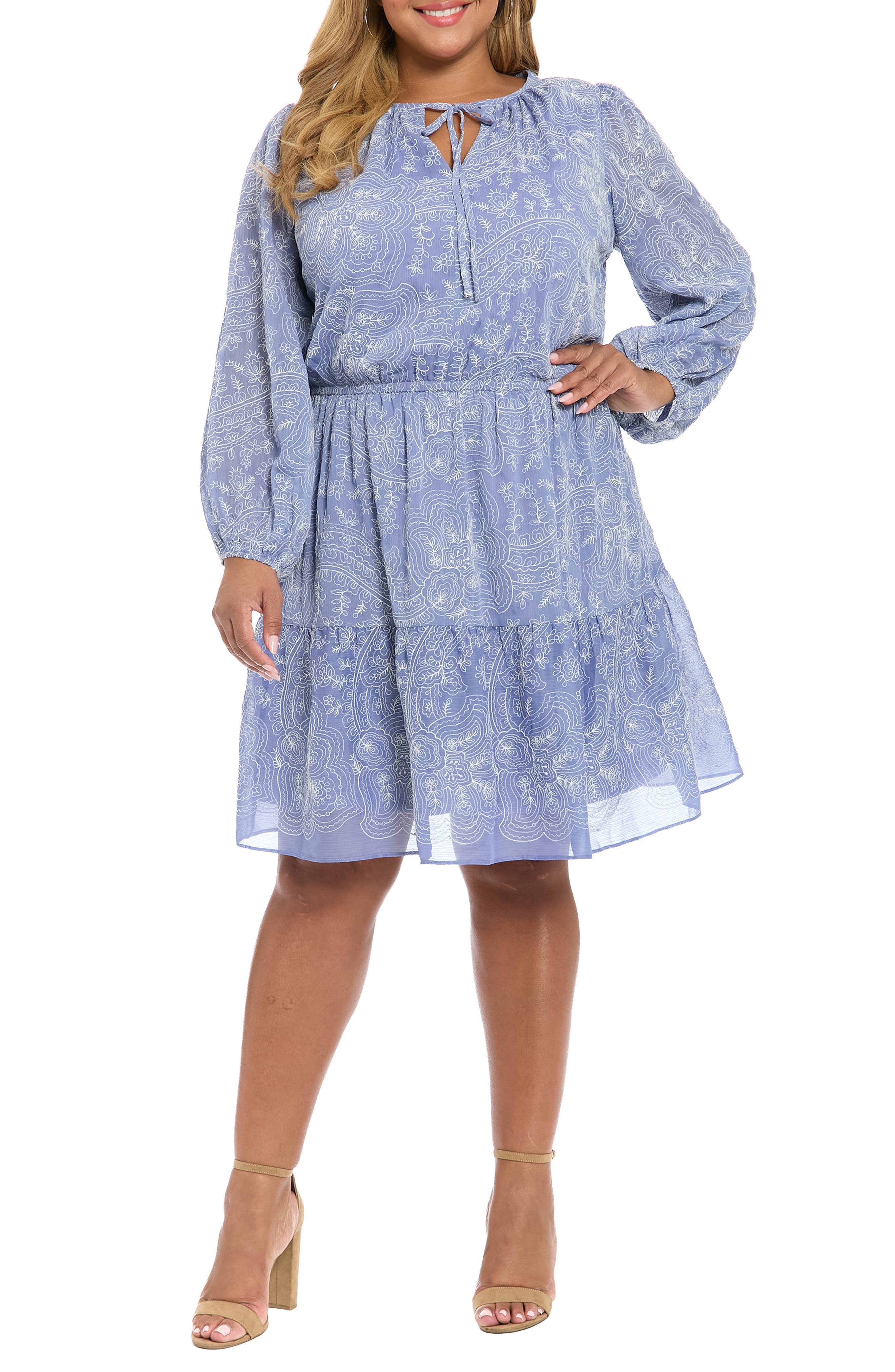 Floral Embroidered Long Sleeve Dress