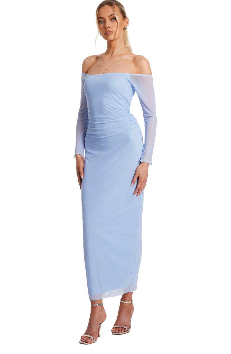 QUIZ Bardot Mesh Maxi, Alternate, color, Pale Blue