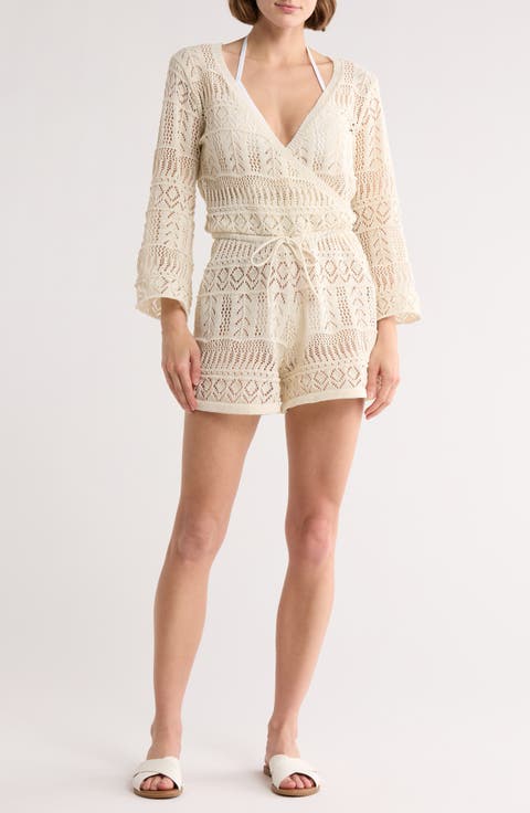 Pointelle Knit Cover-Up Romper