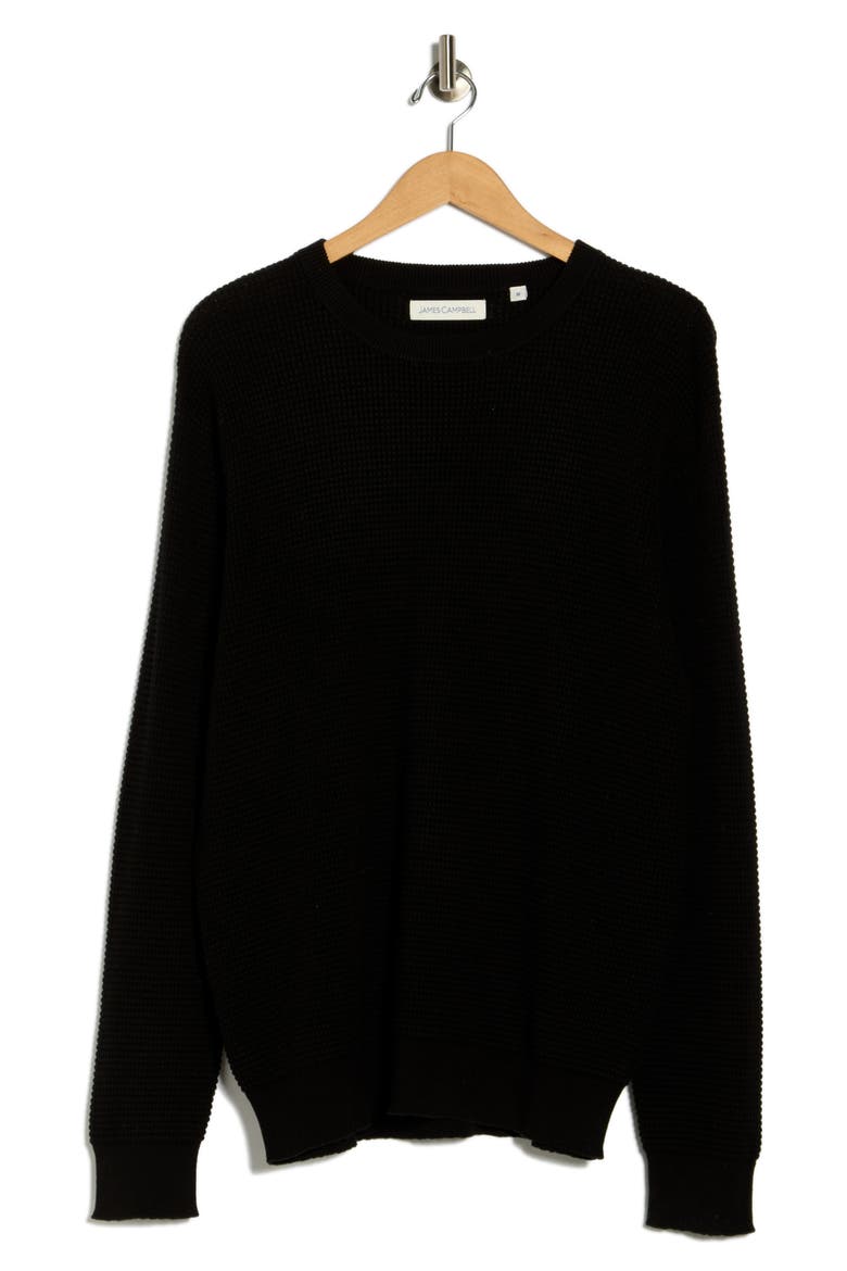Spauding Waffle Knit Sweater, Alternate, color, BLACK