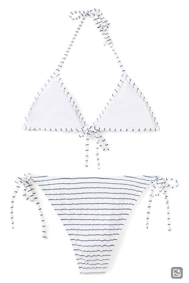 Stripe Smocked Two-Piece Swimsuit, Alternate, color, OFF WHITE