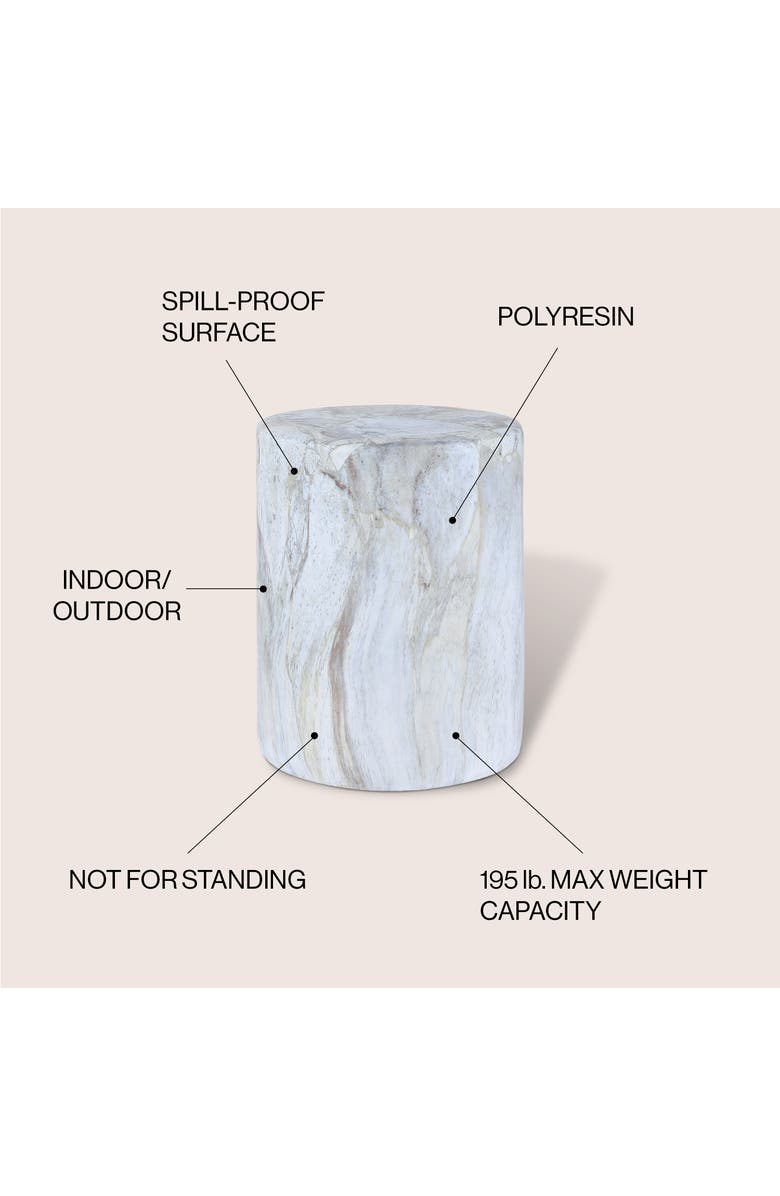 JONATHAN Y Troy 16" Modern Minimalist Faux Marble Column Indoor/Outdoor Accent Table, Alternate, color, Gray/Gold