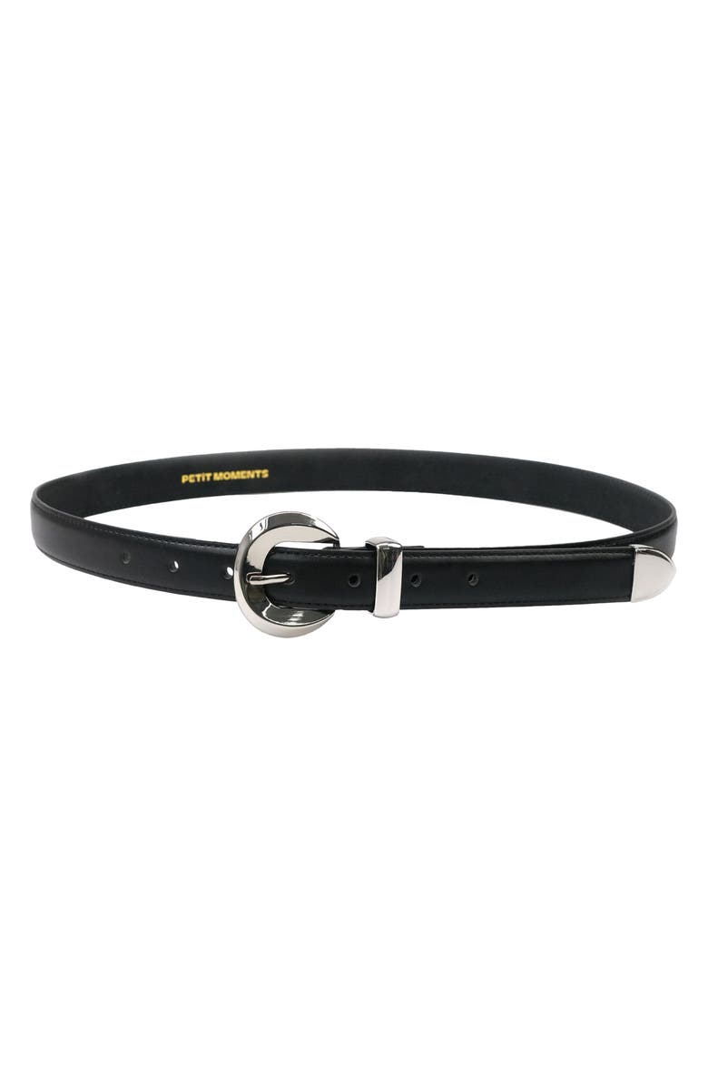 Petit Moments Opal Faux Leather Skinny Belt, Main, color, Black/ Silver